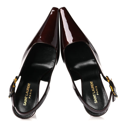 Saint Laurent Vernice Gloss Dune 110 Slingback Pumps 38 38 Marron Glace 2 of 11