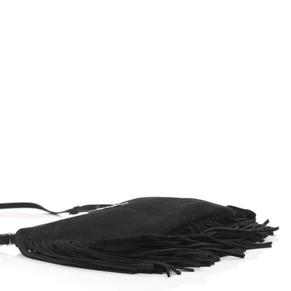 Saint Laurent Suede Calfskin Small Fringe Crossbody Bag Black 4 of 9