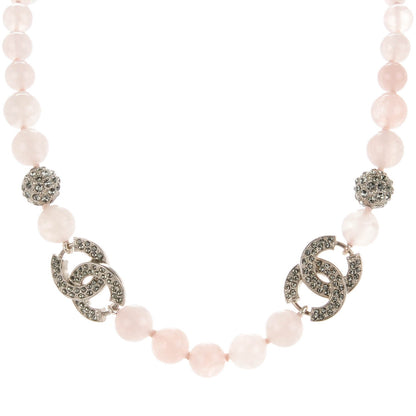 Chanel Bead Crystal CC Choker Necklace Pink Silver 1 of 5