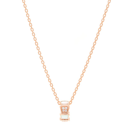 Bulgari 18K Rose Gold Diamond Mother of Pearl Serpenti Viper Pendant Necklace 1 of 5