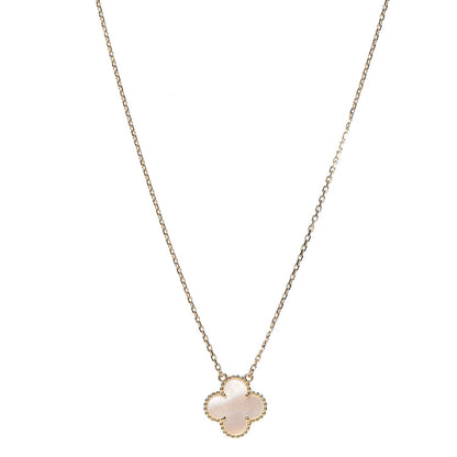 Van Cleef & Arpels 18K Yellow Gold Mother of Pearl Vintage Alhambra Pendant Necklace 1 of 8