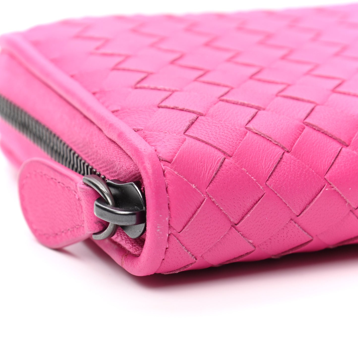 Nappa Intrecciato Zip Around Wallet Pink