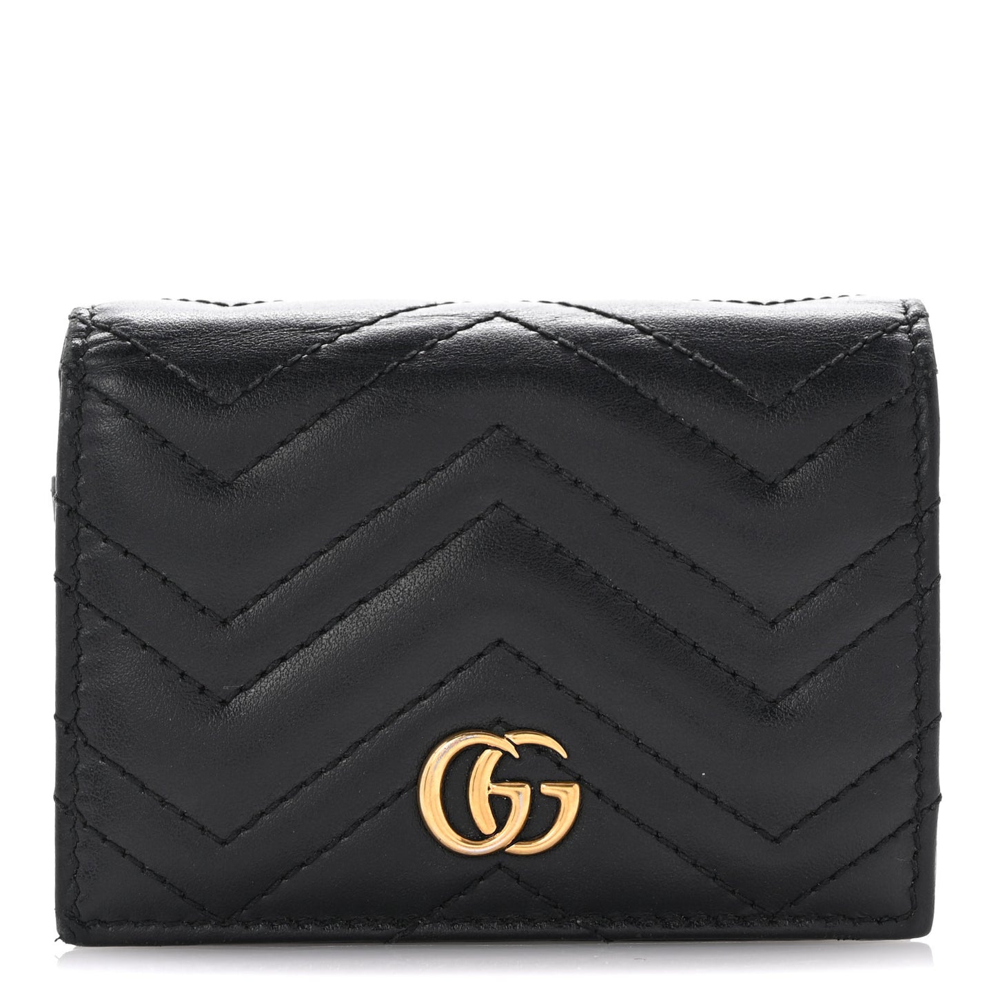 Calfskin Matelasse GG Marmont Card Case Wallet Black