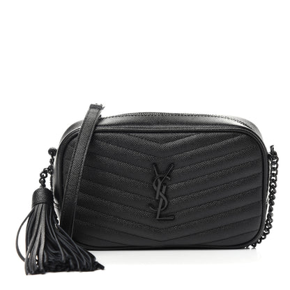 Saint Laurent Grain De Poudre Matelasse Monogram Mini Lou Camera Bag Black 1 of 10