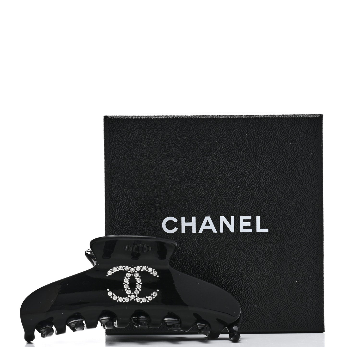 Resin Enamel Crystal CC Hair Clip Black