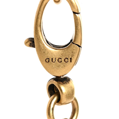 Gucci Metal Brass Swarovski Lion Head Necklace Gold Blue 5 of 6