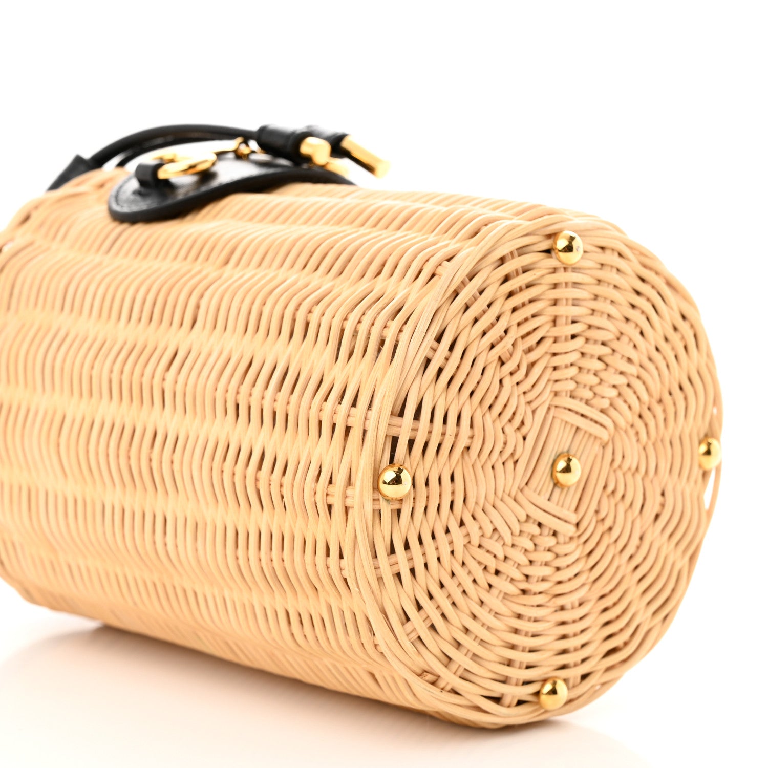Gucci Wicker Horsebit 1955 Bucket Bag Natural Black 9 of 10
