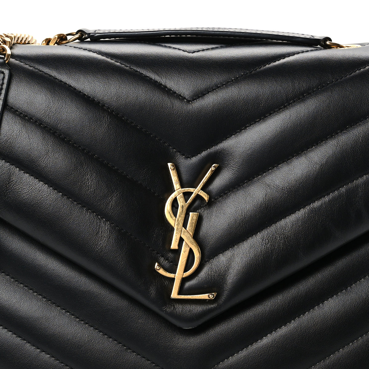 Saint Laurent Calfskin Y Quilted Monogram Medium Loulou Chain Satchel Black 9 of 11