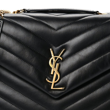 Saint Laurent Calfskin Y Quilted Monogram Medium Loulou Chain Satchel Black 9 of 11