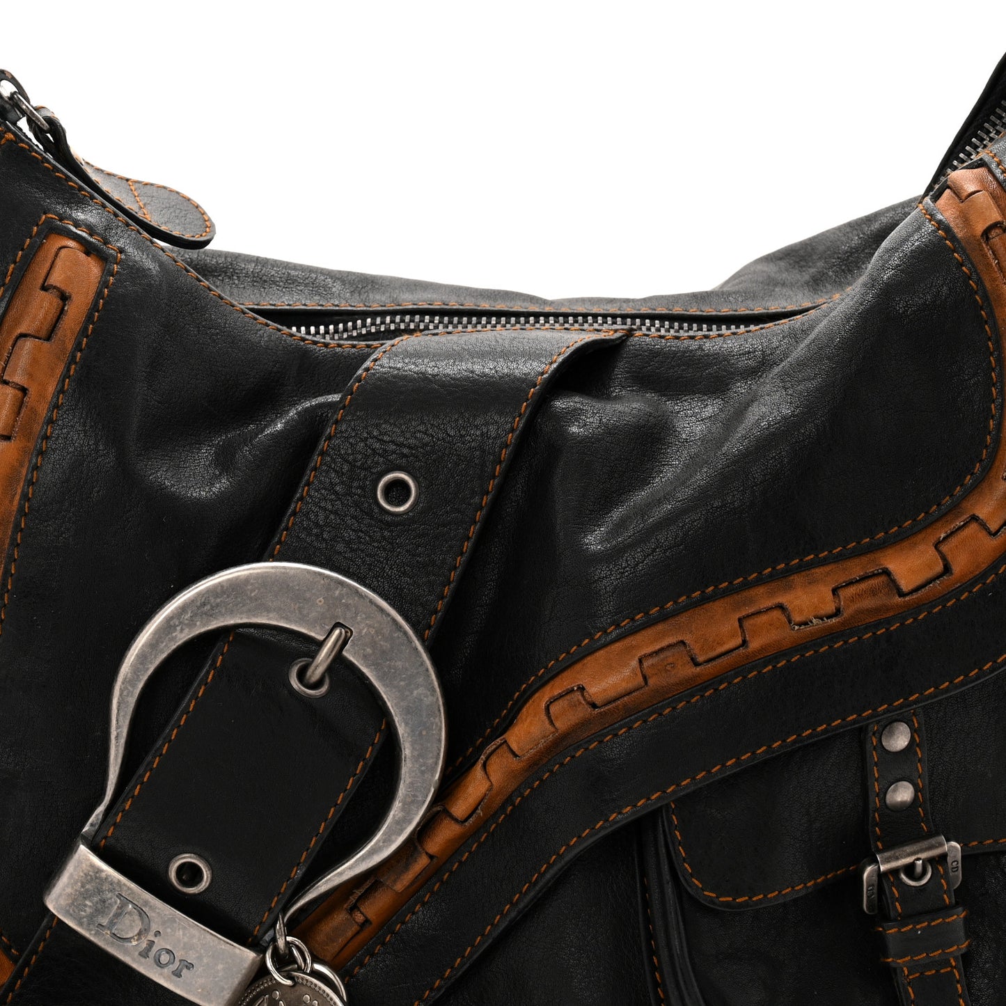 Calfskin Medium Gaucho Double Saddle Bag Black