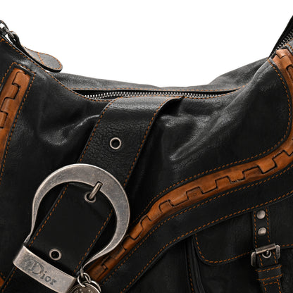 Christian Dior Calfskin Medium Gaucho Double Saddle Bag Black 8 of 10