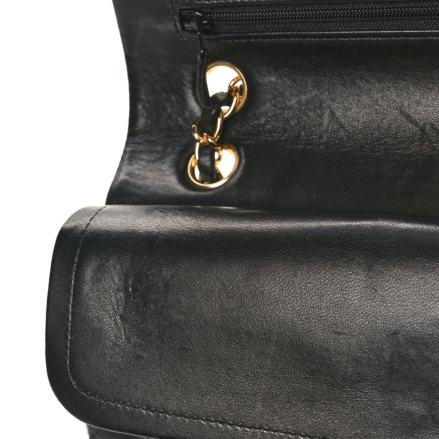 Lambskin Quilted Medium Double Flap Black
