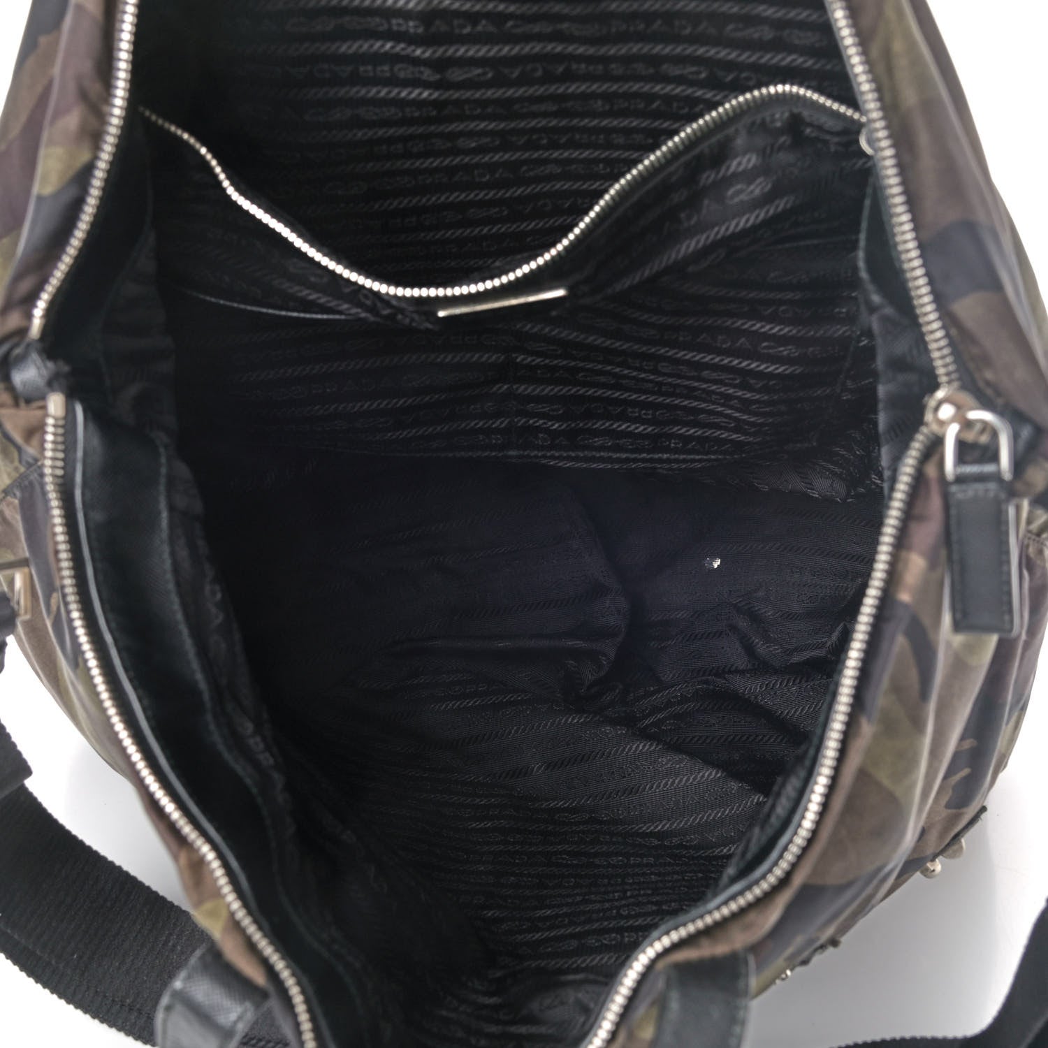 Prada Tessuto Nylon Skull Camouflage Tote Green 4 of 4