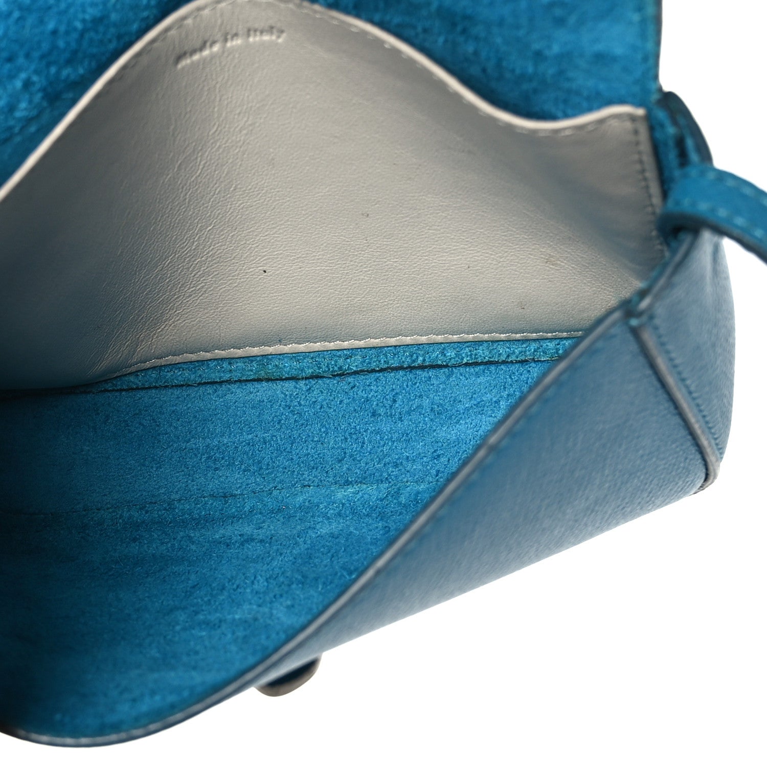 Celine Grained Shiny Calfskin Strap Clutch Blue 5 of 9