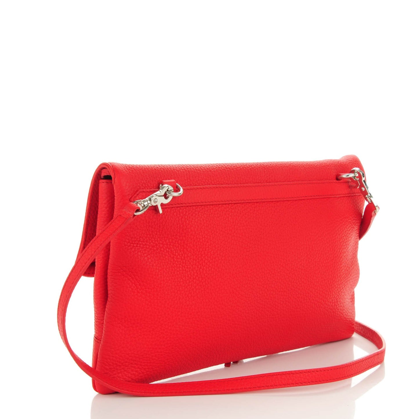 Vibrato Calfskin Classic Silver Hardware Envelope Clutch Rouge Cerise