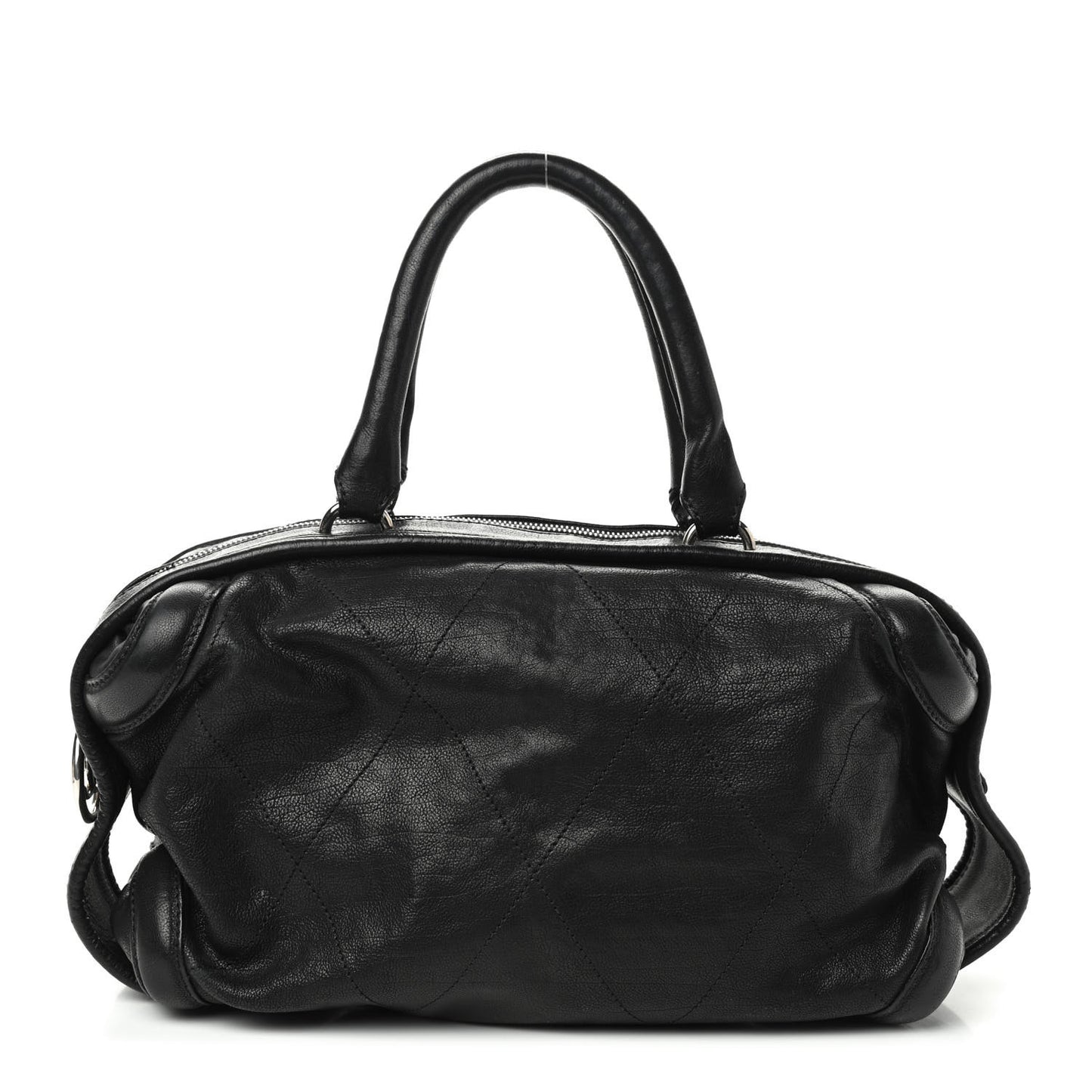 Calfskin Round Bowling Bag Black