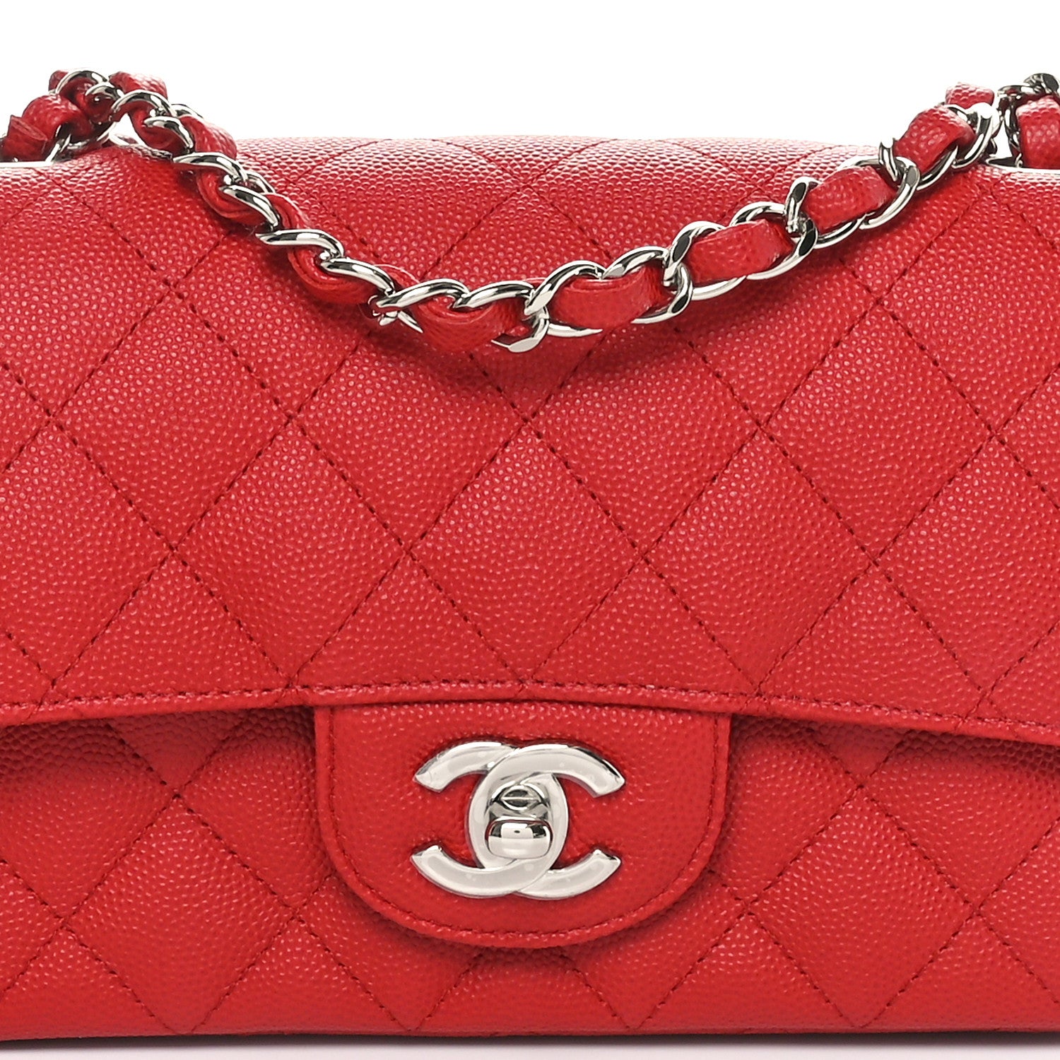 Chanel Caviar Quilted Mini Rectangular Flap Red 8 of 11