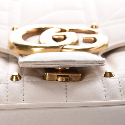 Gucci Calfskin Matelasse Studded Medium GG Marmont Shoulder Bag White 12 of 20