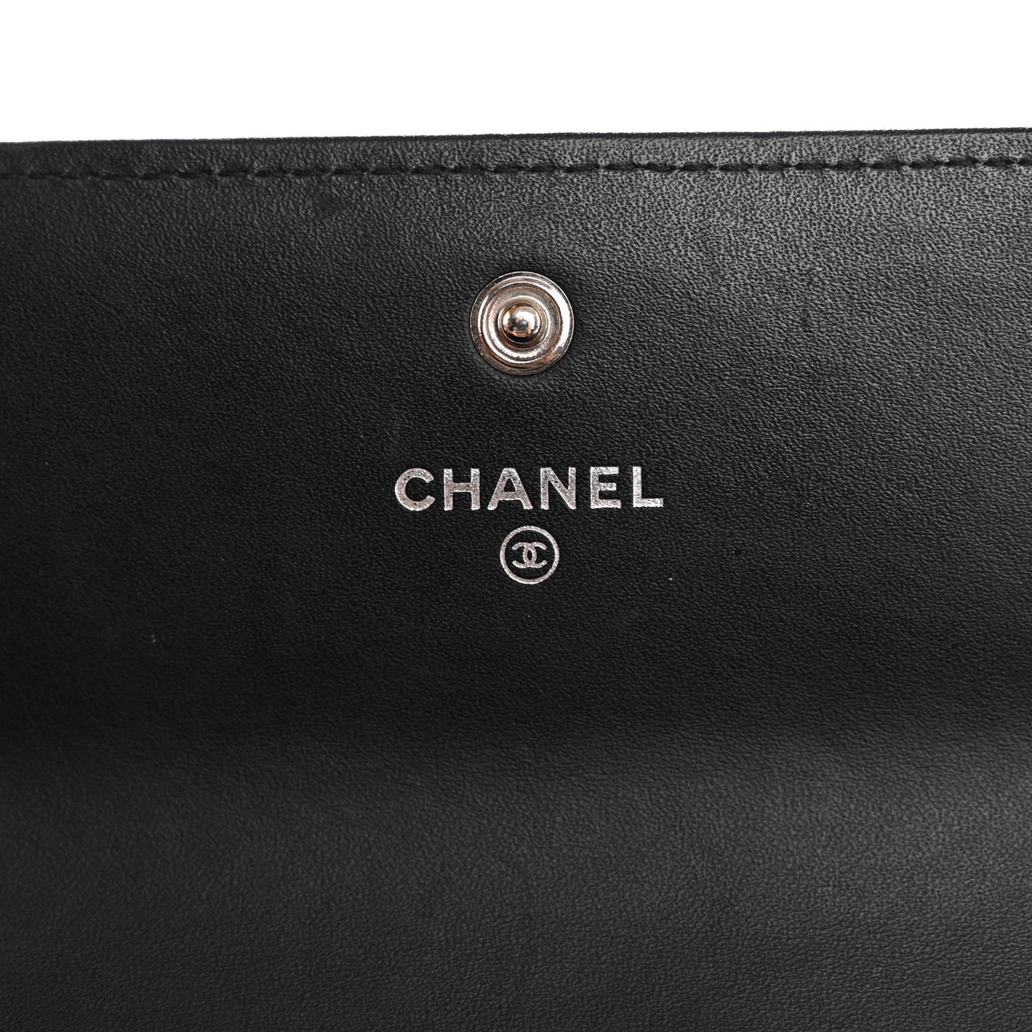 Patent Quilted Large Brilliant Flap Wallet Black