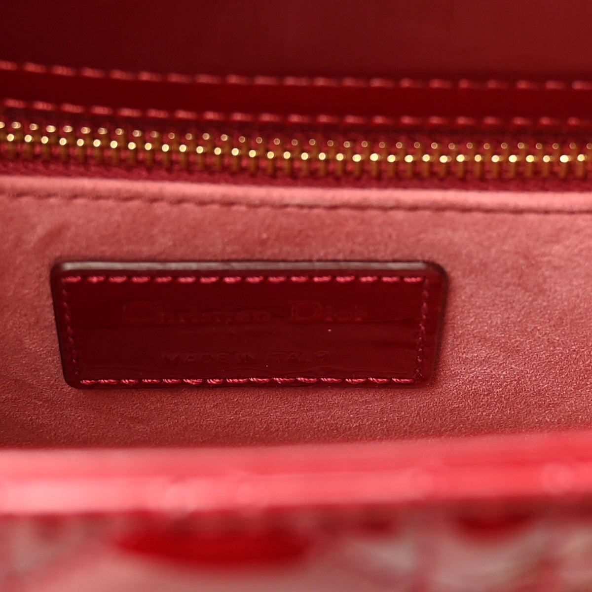 Patent Cannage Small My ABCDior Lady Dior Cherry Red