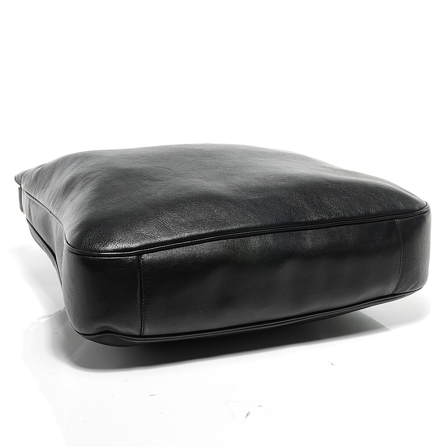 Leather Bamboo Top Handle Tote Black