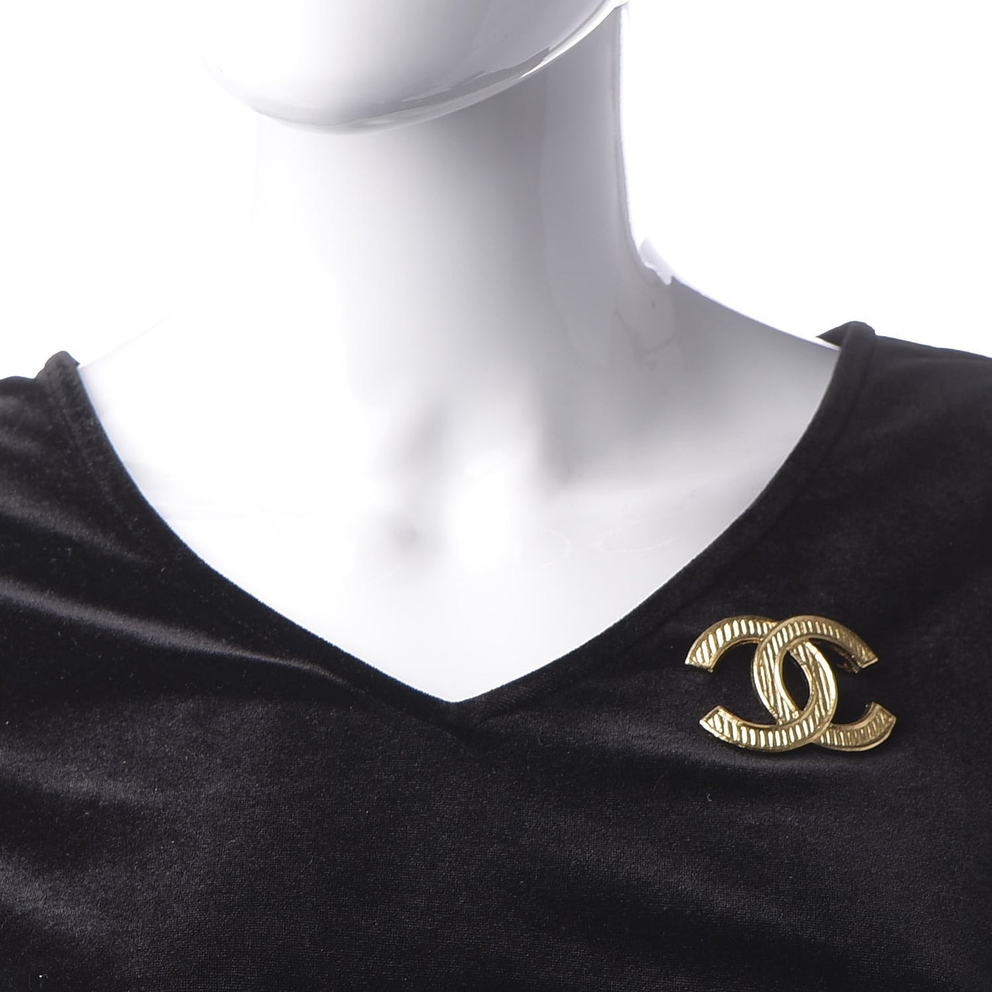 Metal Striped CC Brooch Gold