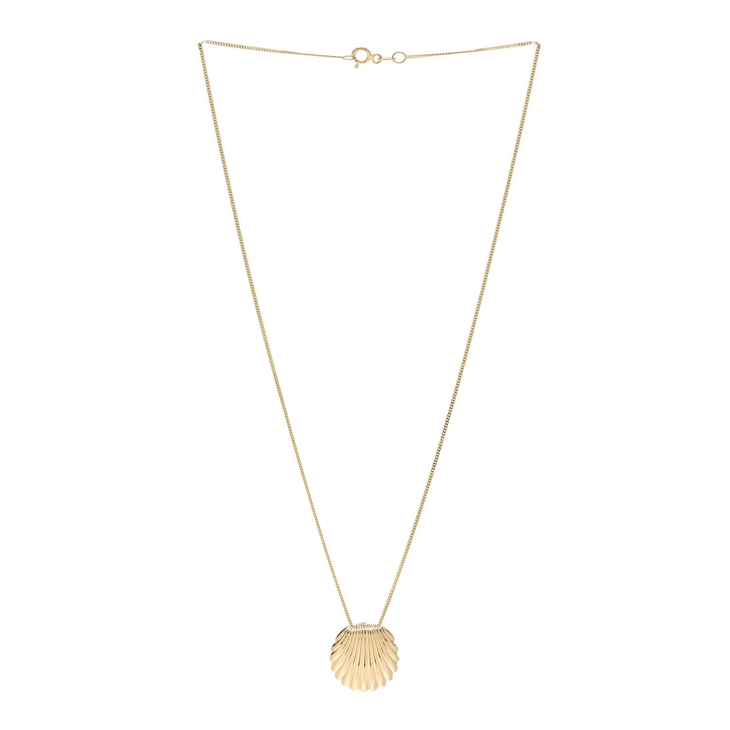14K Yellow Gold Seashell Pendant Necklace