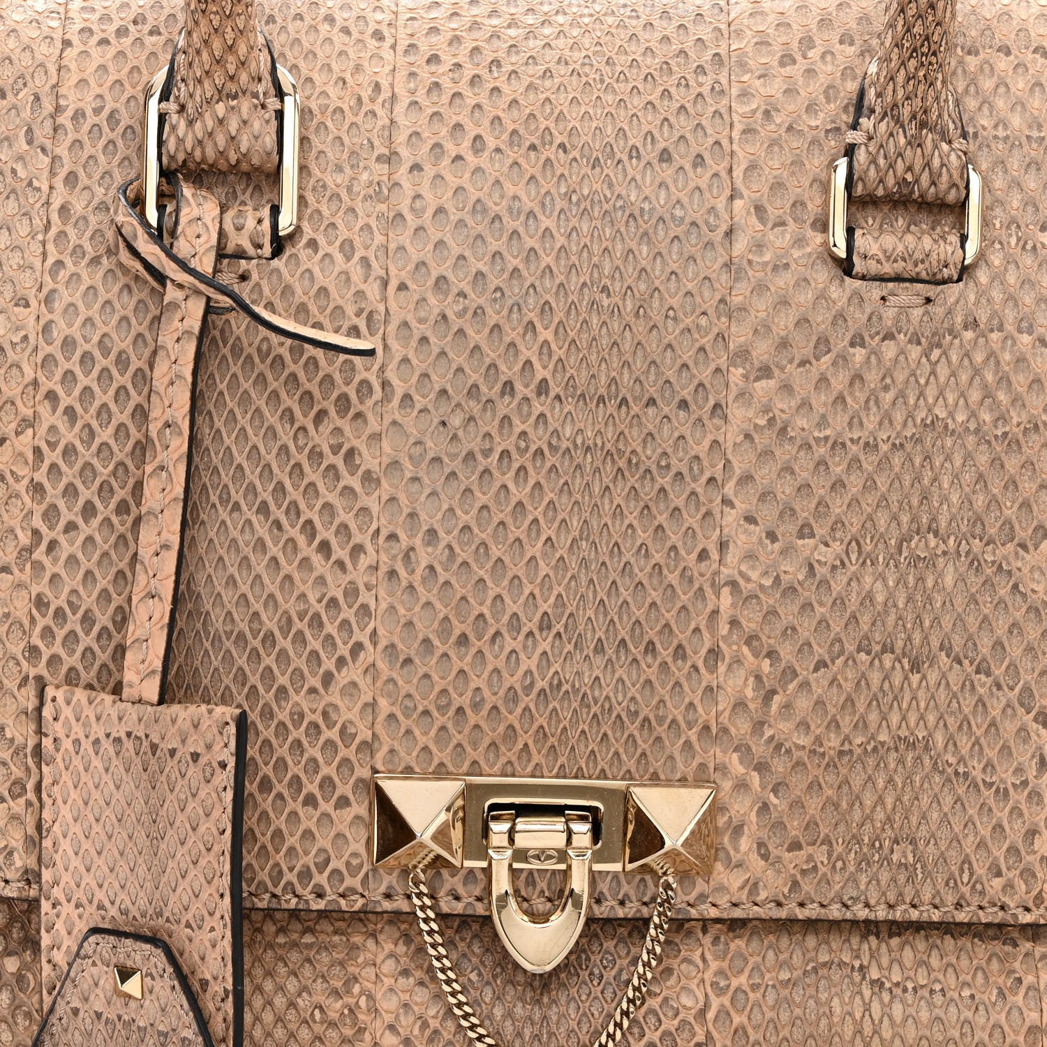 Valentino Garavani Snakeskin Small Demilune Double Handle Satchel Beige 8 of 10