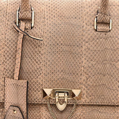 Valentino Garavani Snakeskin Small Demilune Double Handle Satchel Beige 8 of 10