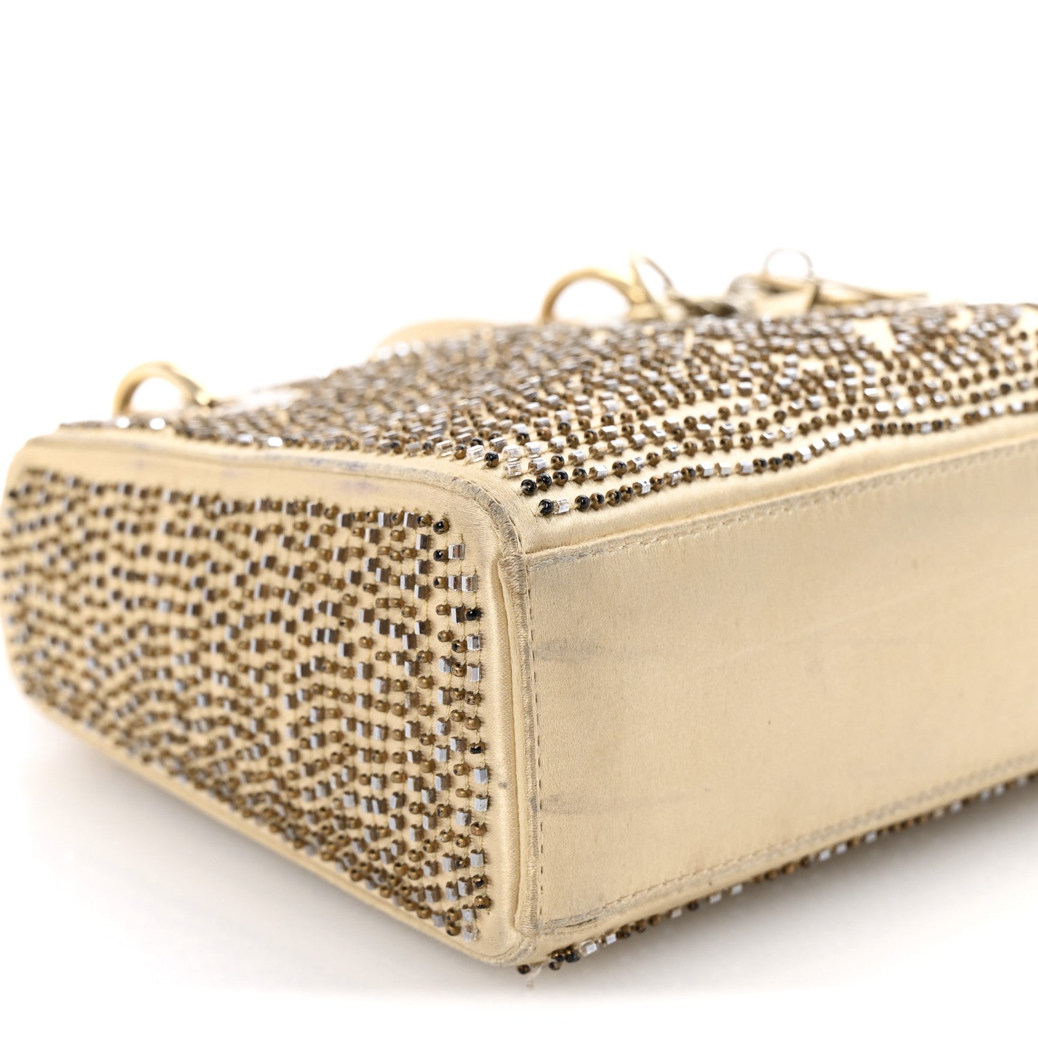 Christian Dior Satin Beaded Mini Lady Dior Gold 9 of 18