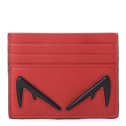 Fendi Vitello Century Bi-Color Devil Eyes Card Holder Rosso Black 1 of 7
