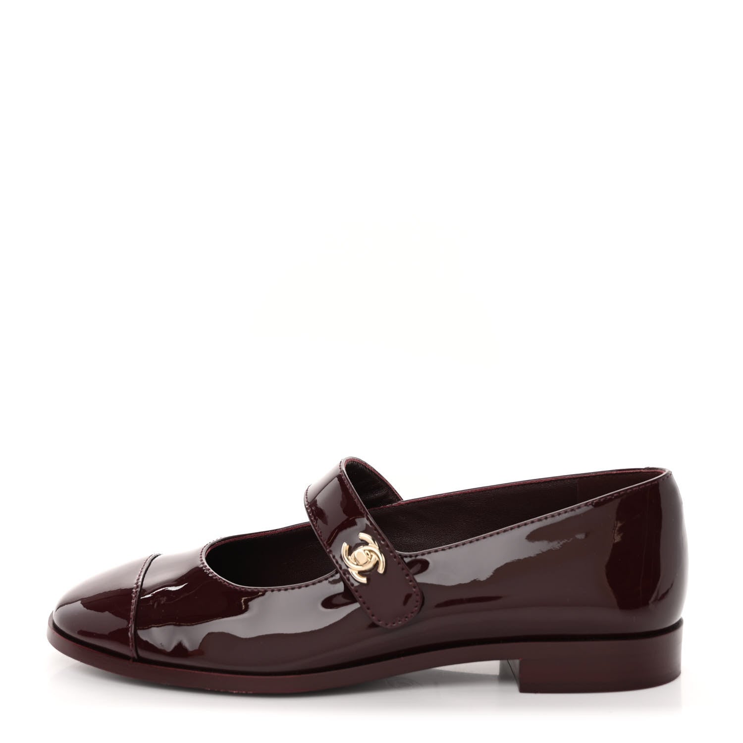 Chanel Patent Calfskin Mary Janes Flats 37 Burgundy 1 of 13