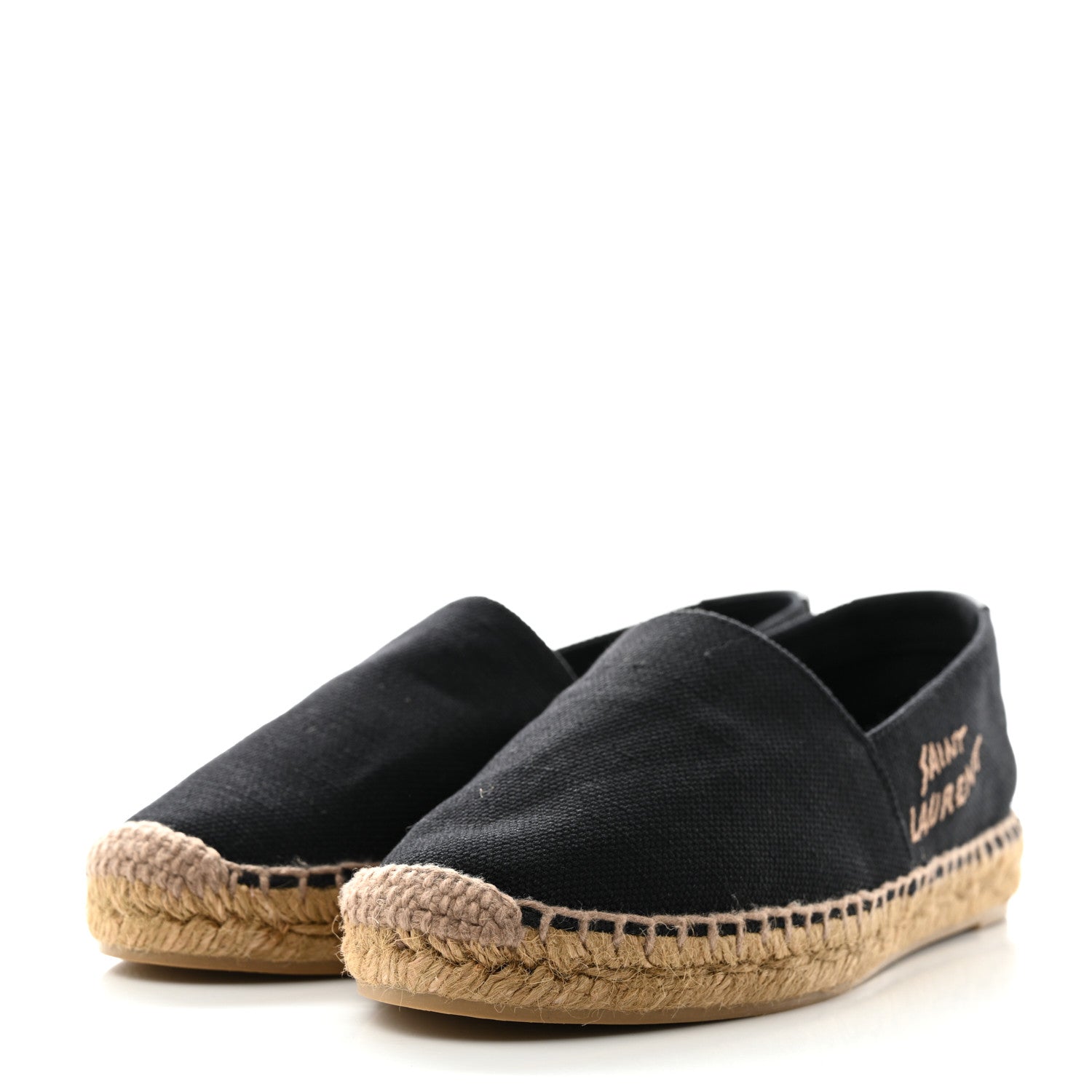 Saint Laurent Canvas Nappa Elba Light Logo Embroidered Espadrilles 36 Black 3 of 10