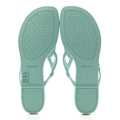 Hermes Rubber Womens Egerie Sandals 37 Vert Embrun 5 of 9