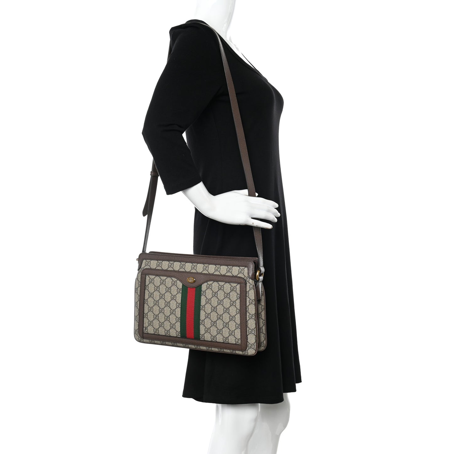 GG Supreme Monogram Web Medium Ophidia Shoulder Bag Beige New Acero