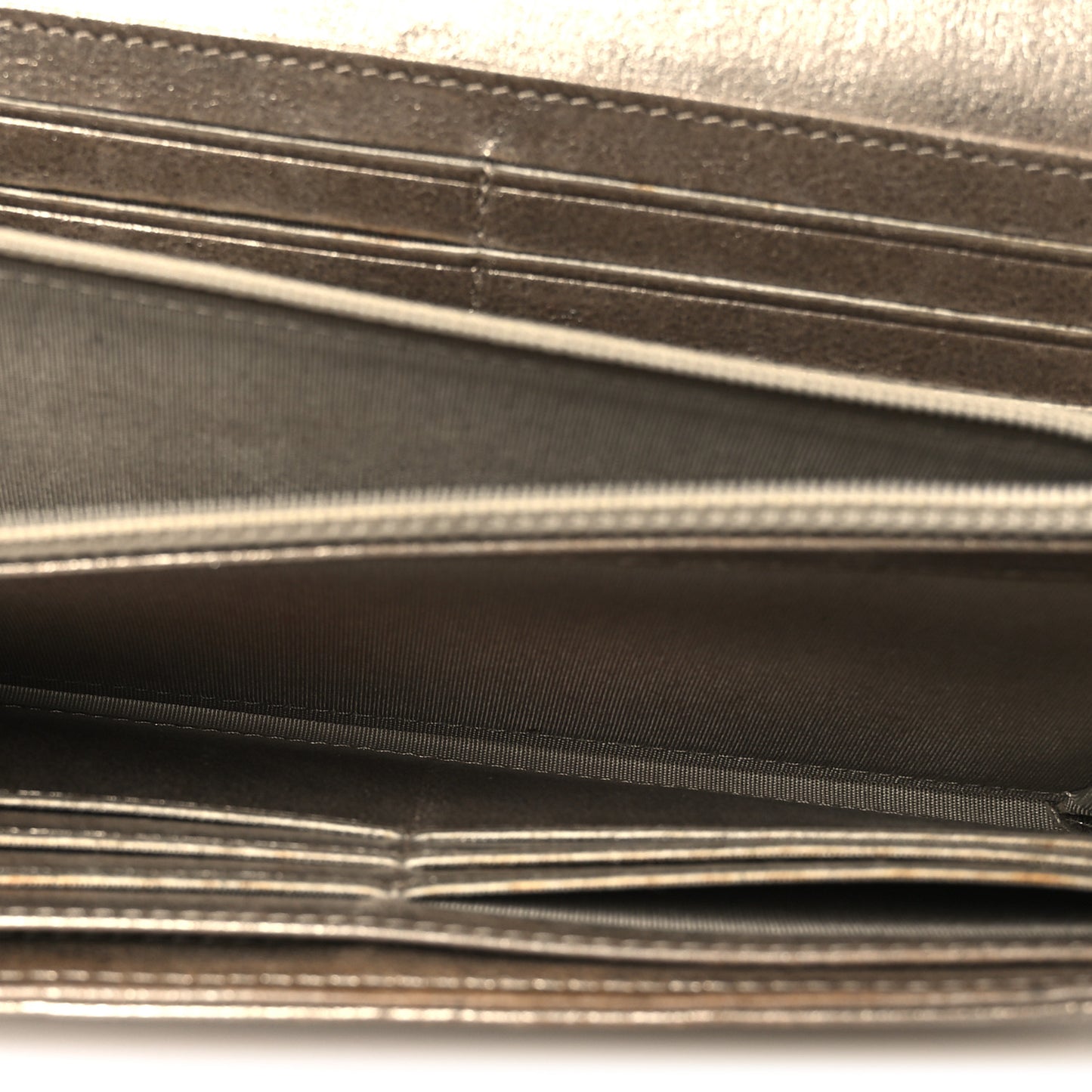 Iridescent Calfskin Quilted Boy Flap Wallet Dark Gold