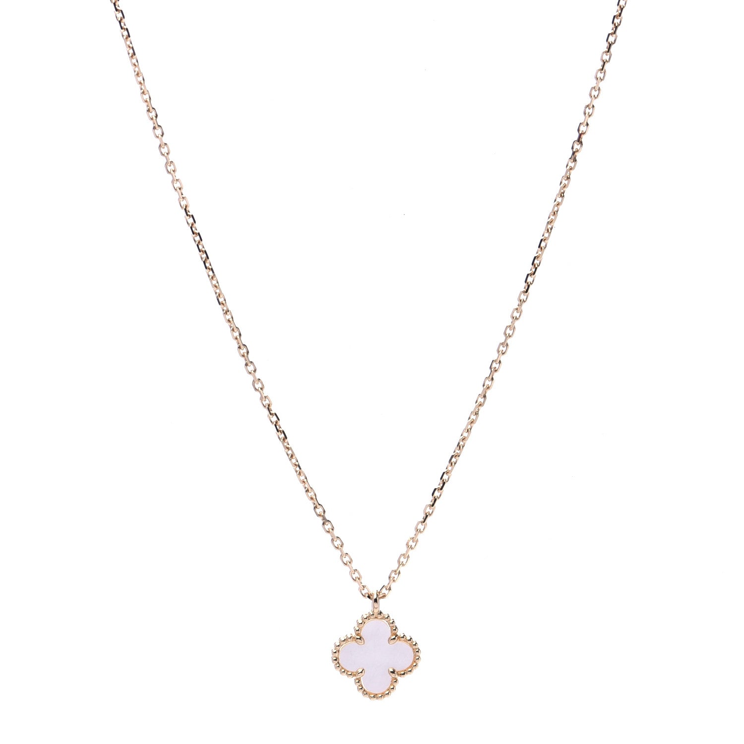 Van Cleef & Arpels 18K Yellow Gold Mother of Pearl Sweet Alhambra Pendant Necklace 1 of 7