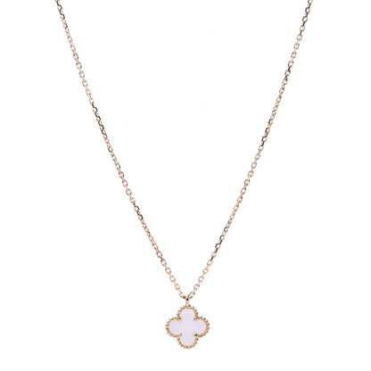 Van Cleef & Arpels 18K Yellow Gold Mother of Pearl Sweet Alhambra Pendant Necklace 1 of 7