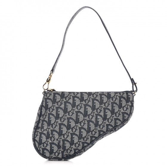 Christian Dior Monogram Mini Saddle Pochette Navy 1 of 7