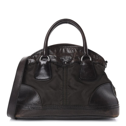 Prada Tessuto Nylon Vitello Shine Dome Satchel Ebano 1 of 10