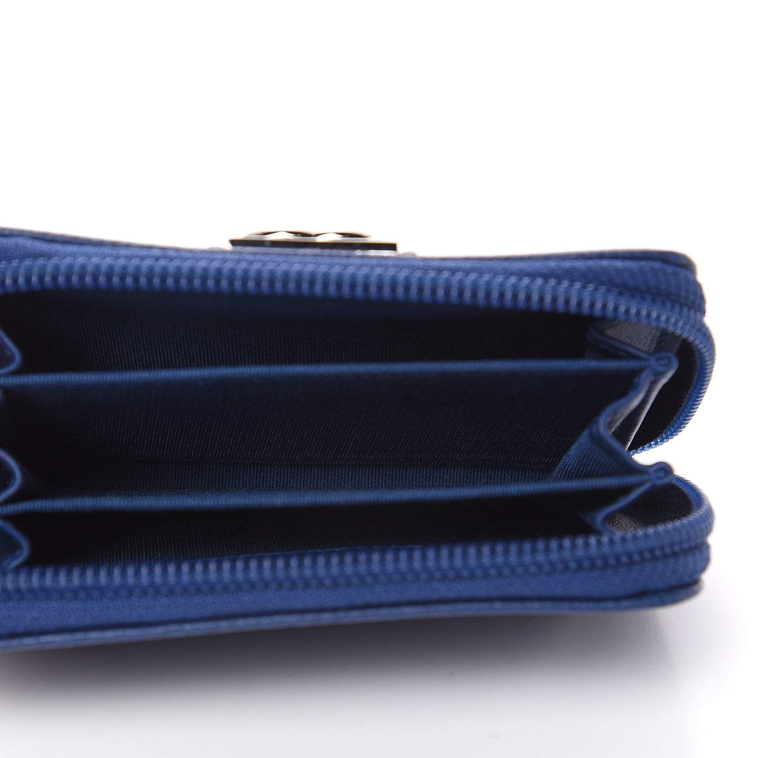 Chanel Caviar Quilted Boy Zip Around Coin Purse Wallet Dark Blue 5 of 7