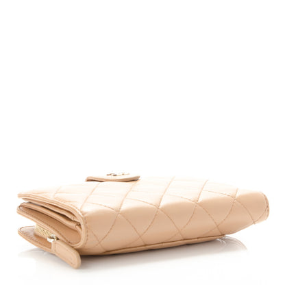 Chanel Lambskin Quilted Zipped Pocket Wallet Beige 4 of 9
