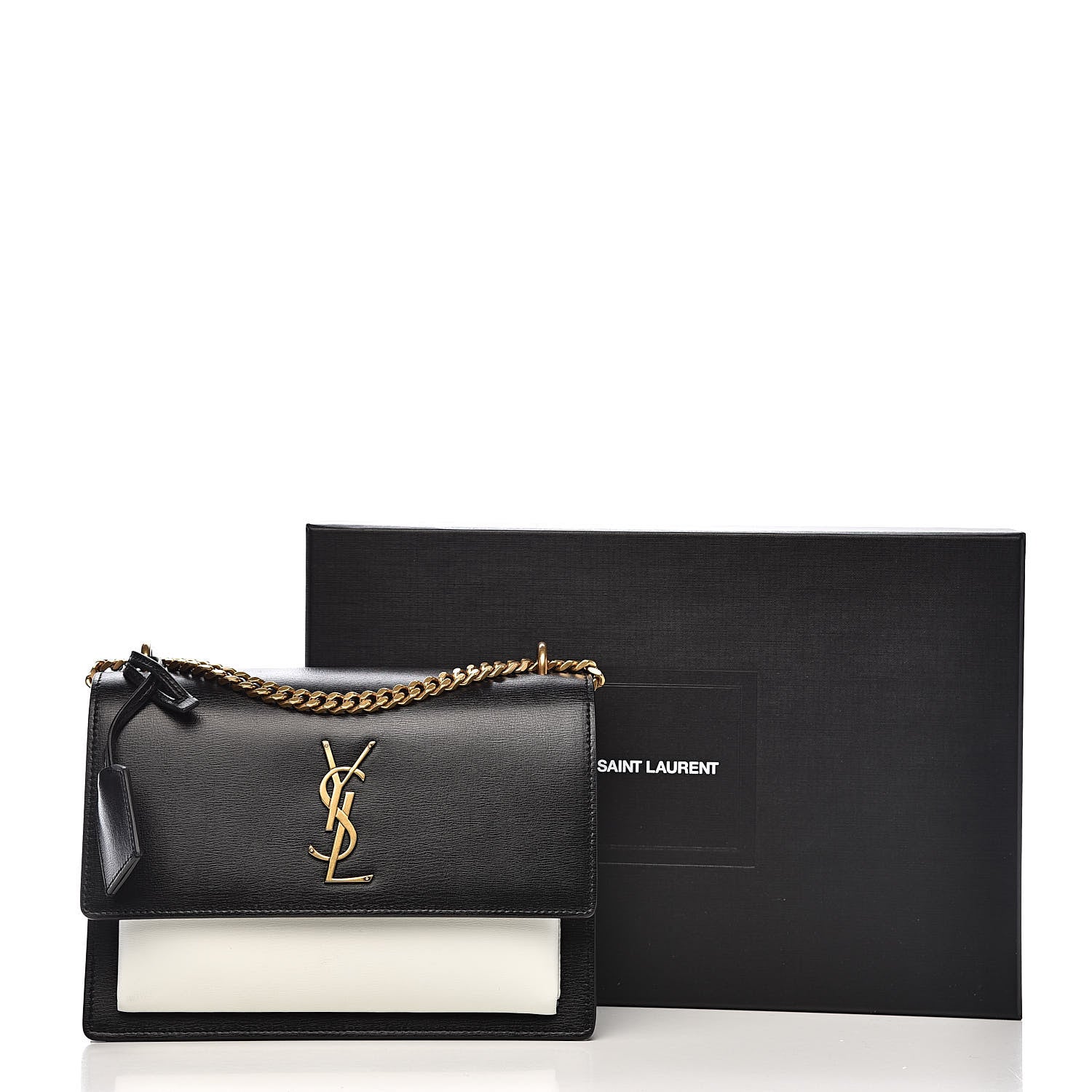 Saint Laurent Calfskin Bi-Color Medium Monogram Sunset Black Pearl White 13 of 13