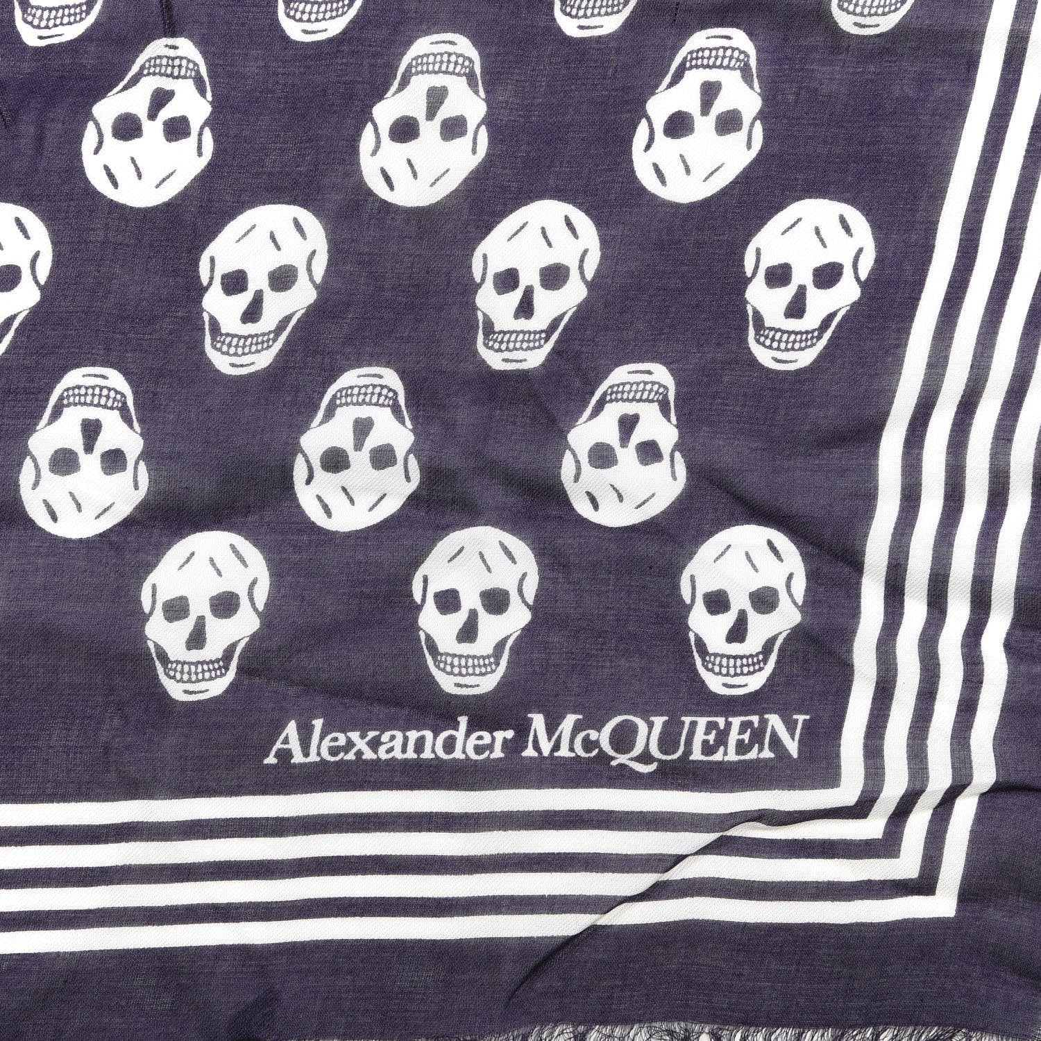 Alexander McQueen Wool Silk Cashmere Skull Scarf Purple 2 of 4
