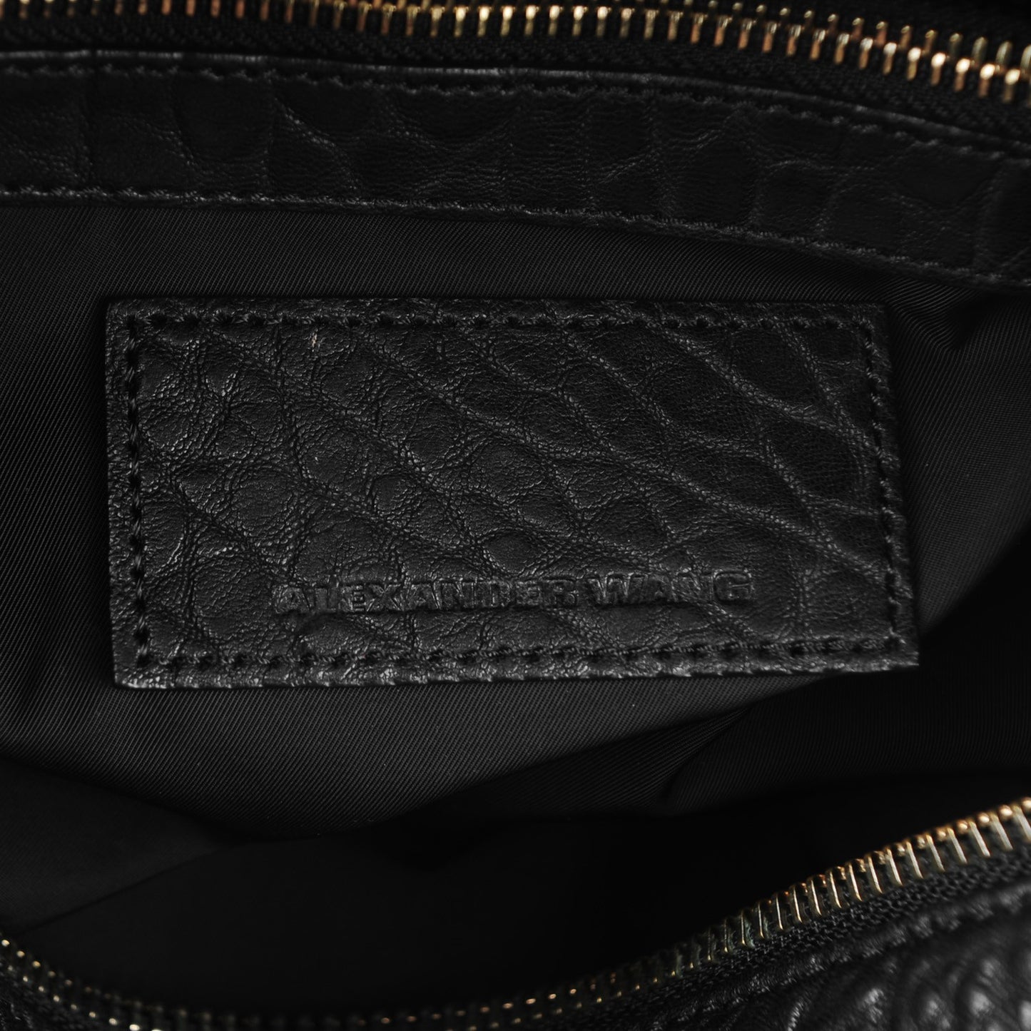 Pebbled Lambskin Rocco Black Pale Gold Hardware