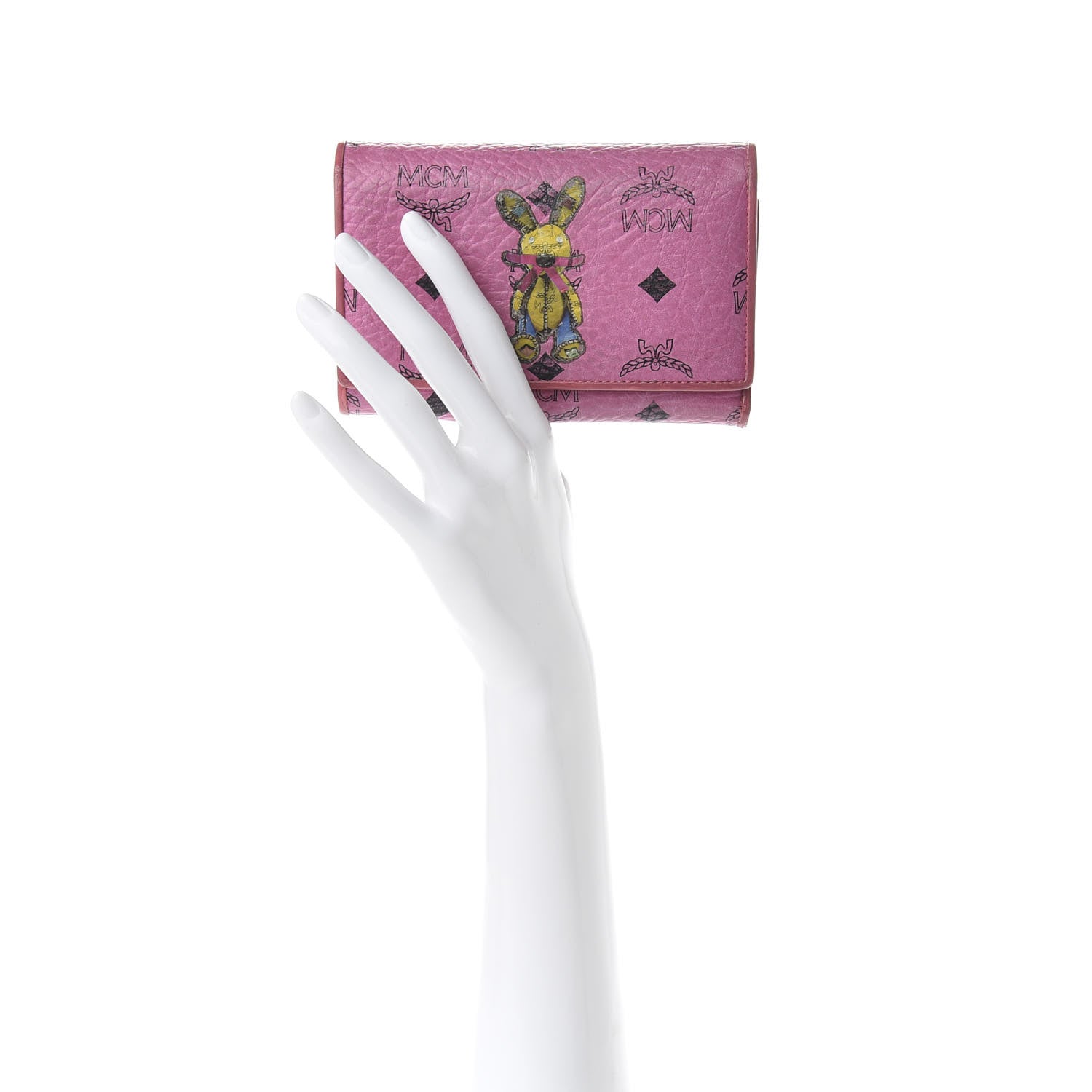 MCM Visetos Rabbit Tri-Fold Wallet Pink 2 of 6