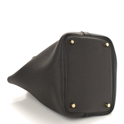 Hermes Taurillon Clemence Casaque Picotin Lock 18 PM Ebene Black Etoupe 4 of 9
