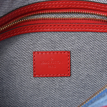 Louis Vuitton Denim Damier Monogram Patchwork Speedy Bandouliere 30 Blue Rouge 7 of 12