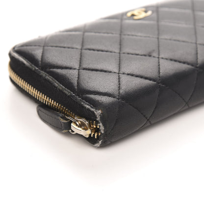 Chanel Lambskin Quilted Large Gusset Zip Around Wallet Black 9 of 15