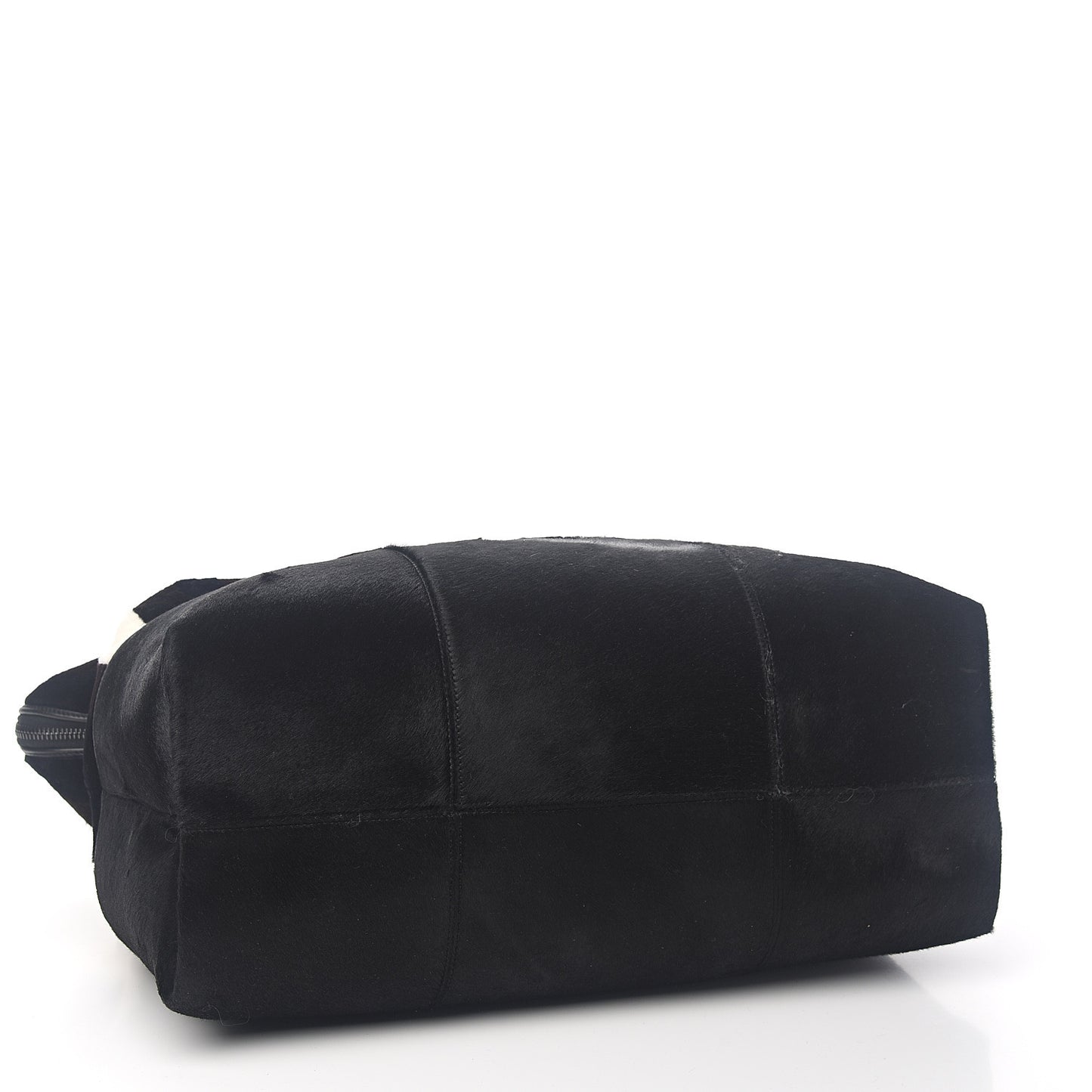 Rabbit Fur Calf Hair Pequin Weekender Bag Black White